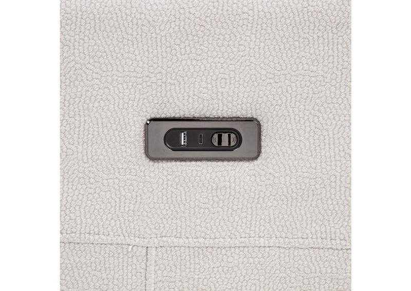 610153P Kennett Chenille Upholstered Power Recliner Chair Ivory