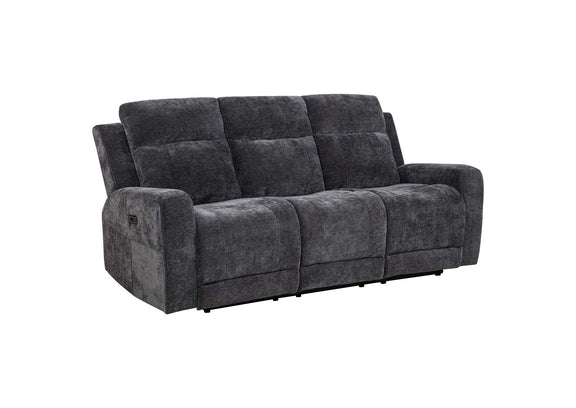 610154P-S2 Kennett 2-piece Chenille Power Reclining Sofa Set Dark Grey