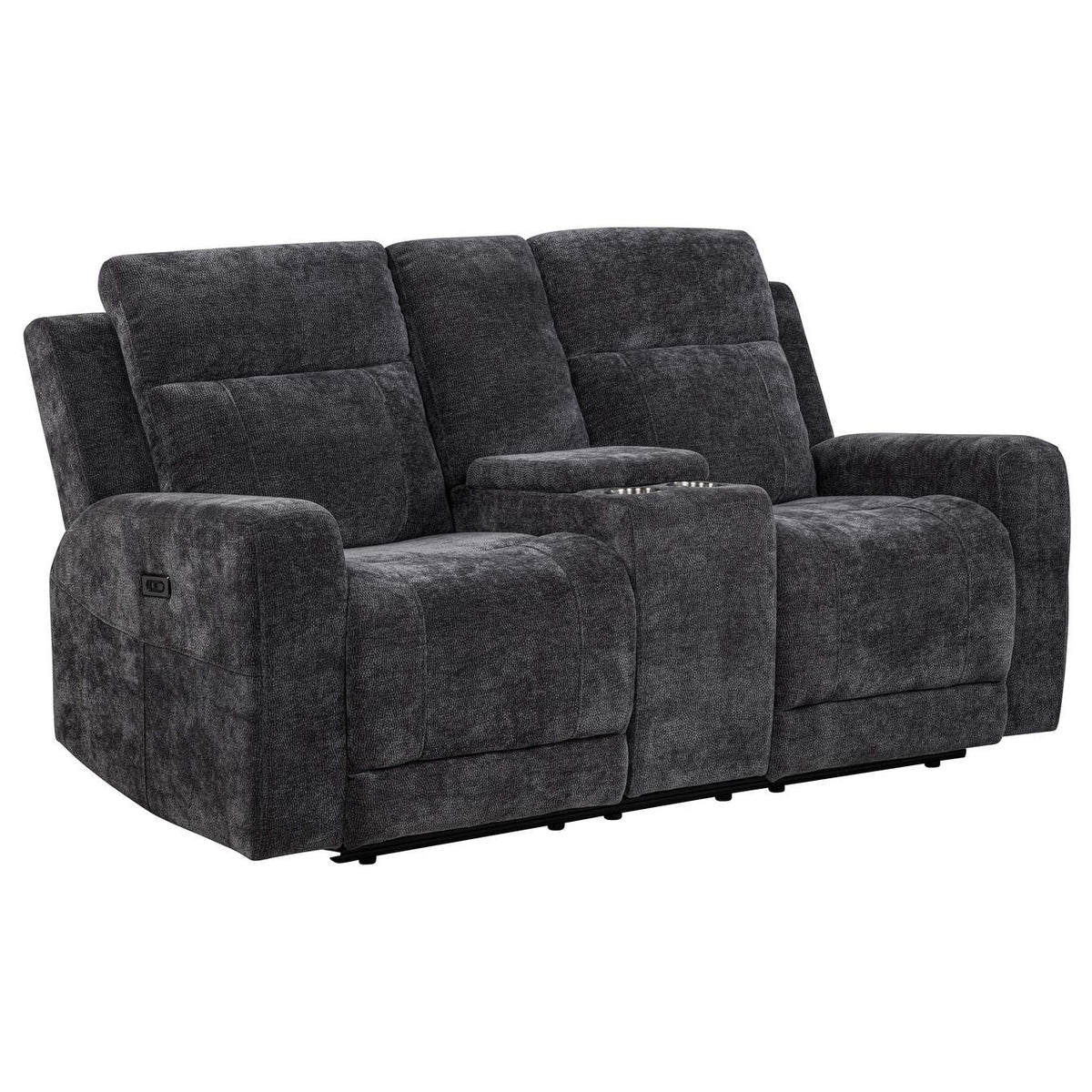 610154P-S2 Kennett 2-piece Chenille Power Reclining Sofa Set Dark Grey