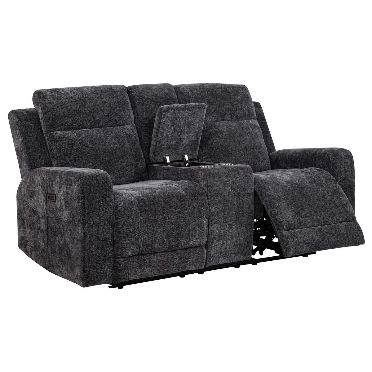 610154P-S2 Kennett 2-piece Chenille Power Reclining Sofa Set Dark Grey