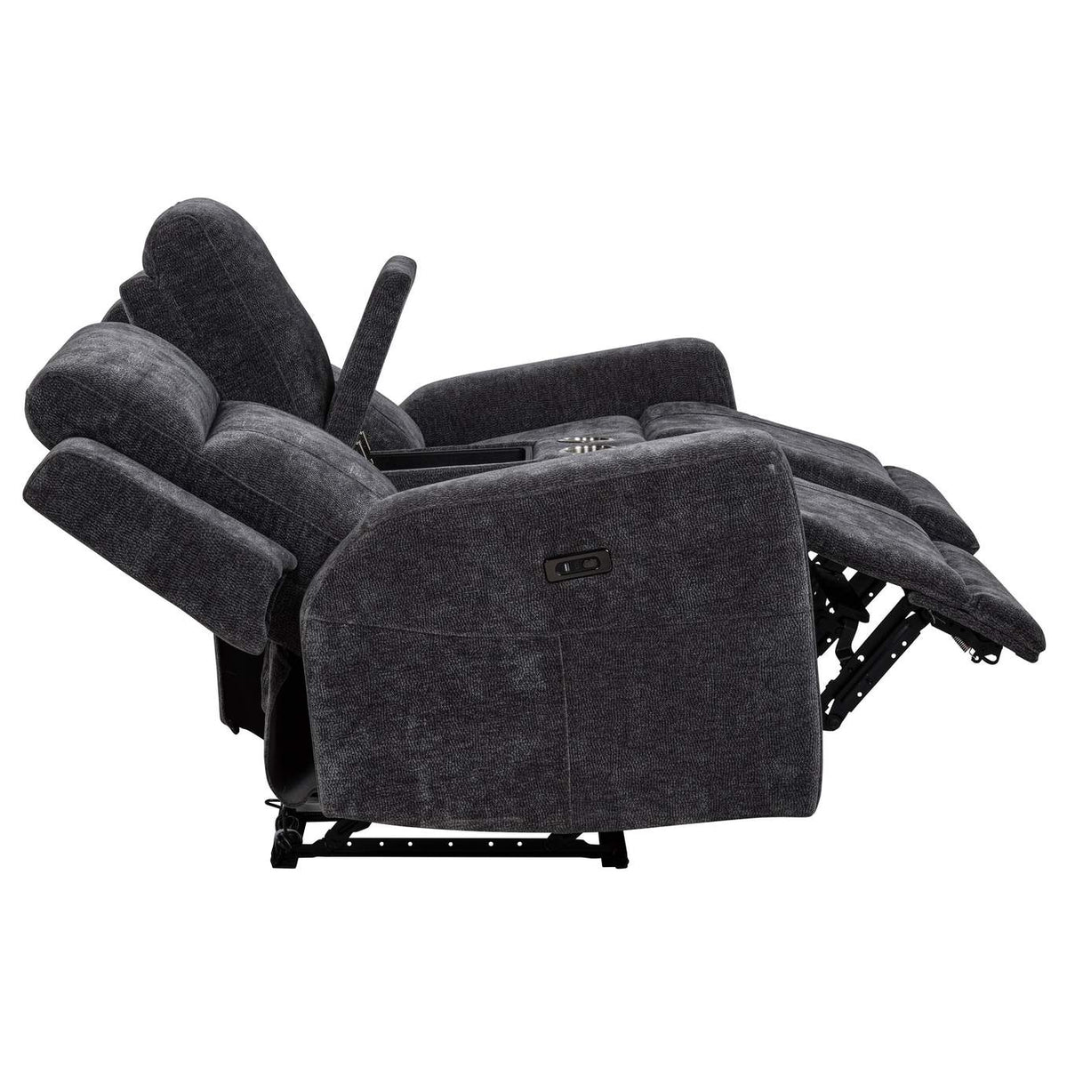 610154P-S2 Kennett 2-piece Chenille Power Reclining Sofa Set Dark Grey