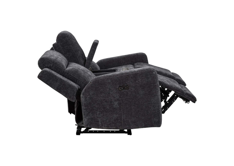 610154P-S2 Kennett 2-piece Chenille Power Reclining Sofa Set Dark Grey