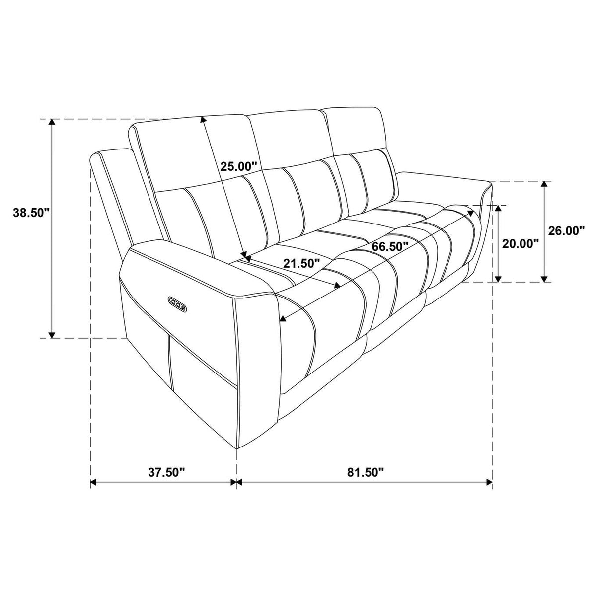 610154P-S2 Kennett 2-piece Chenille Power Reclining Sofa Set Dark Grey