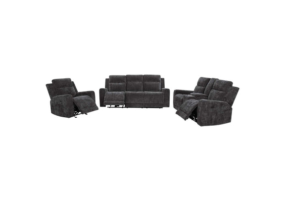 610154P-S3 Kennett 3-piece Chenille Power Reclining Sofa Set Dark Grey