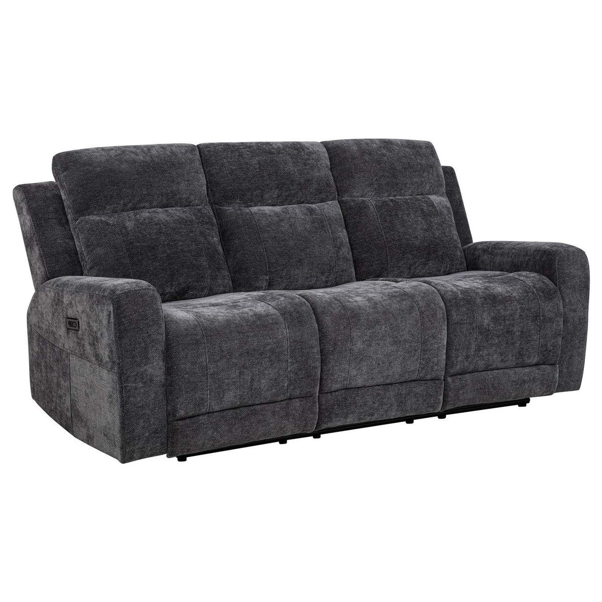 610154P-S3 Kennett 3-piece Chenille Power Reclining Sofa Set Dark Grey