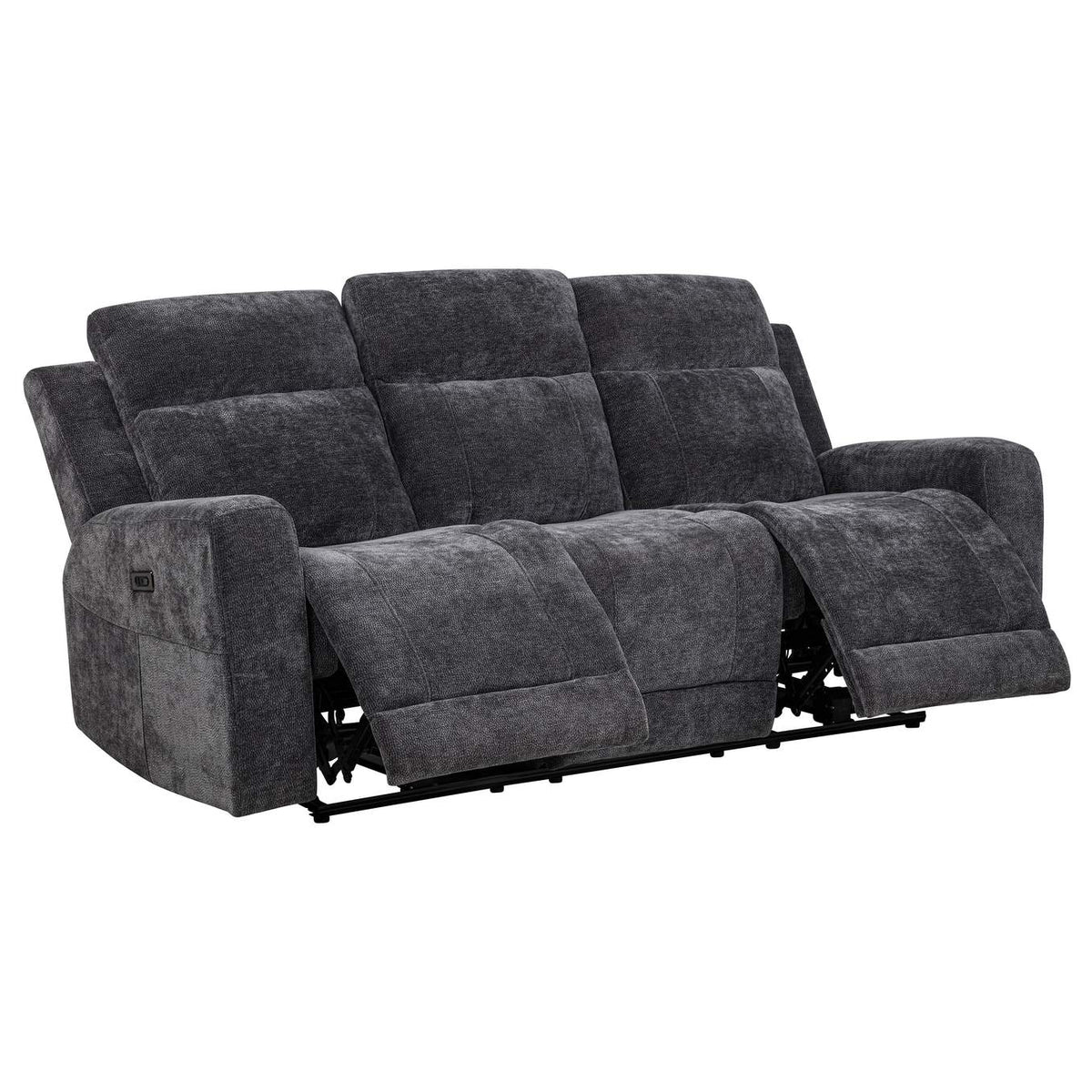 610154P-S3 Kennett 3-piece Chenille Power Reclining Sofa Set Dark Grey