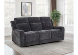 610154P Kennett Chenille Upholstered Power Reclining Sofa Dark Grey