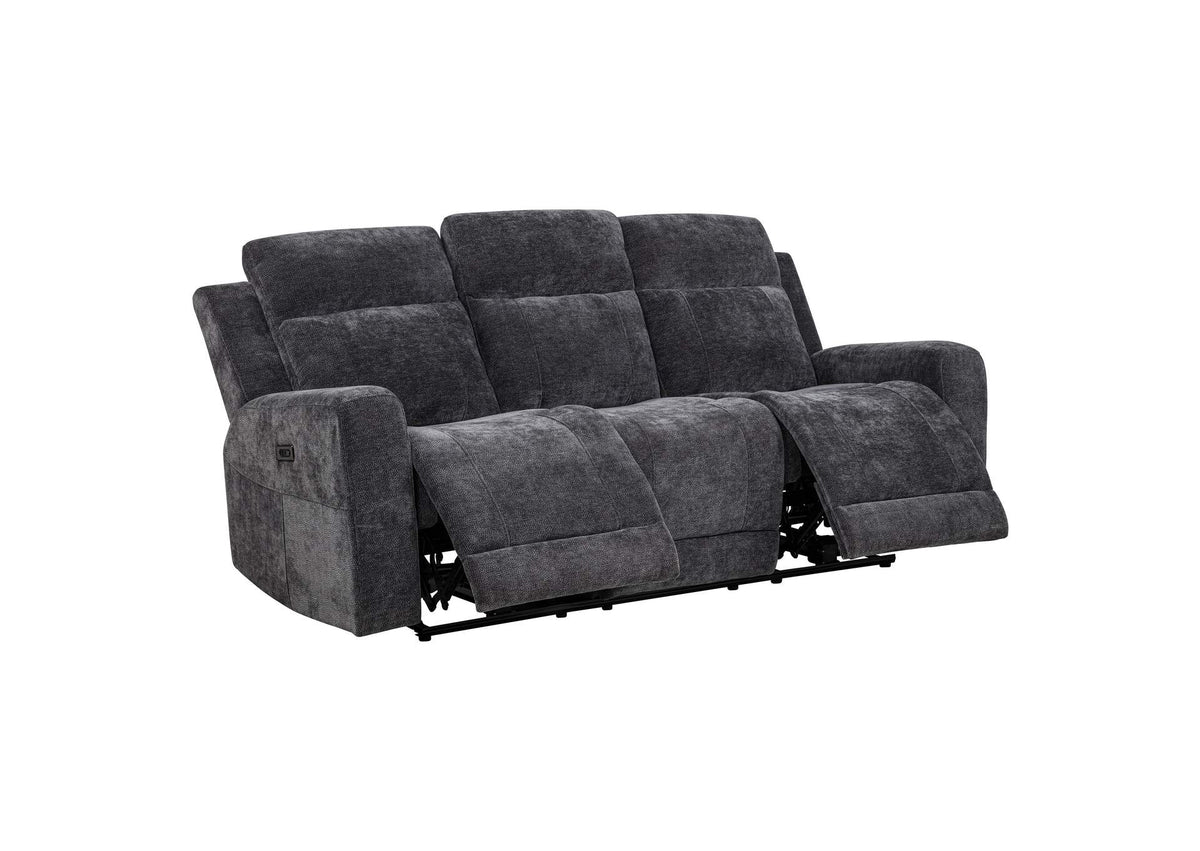 610154P Kennett Chenille Upholstered Power Reclining Sofa Dark Grey