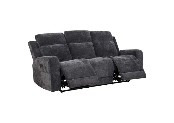 610154P Kennett Chenille Upholstered Power Reclining Sofa Dark Grey