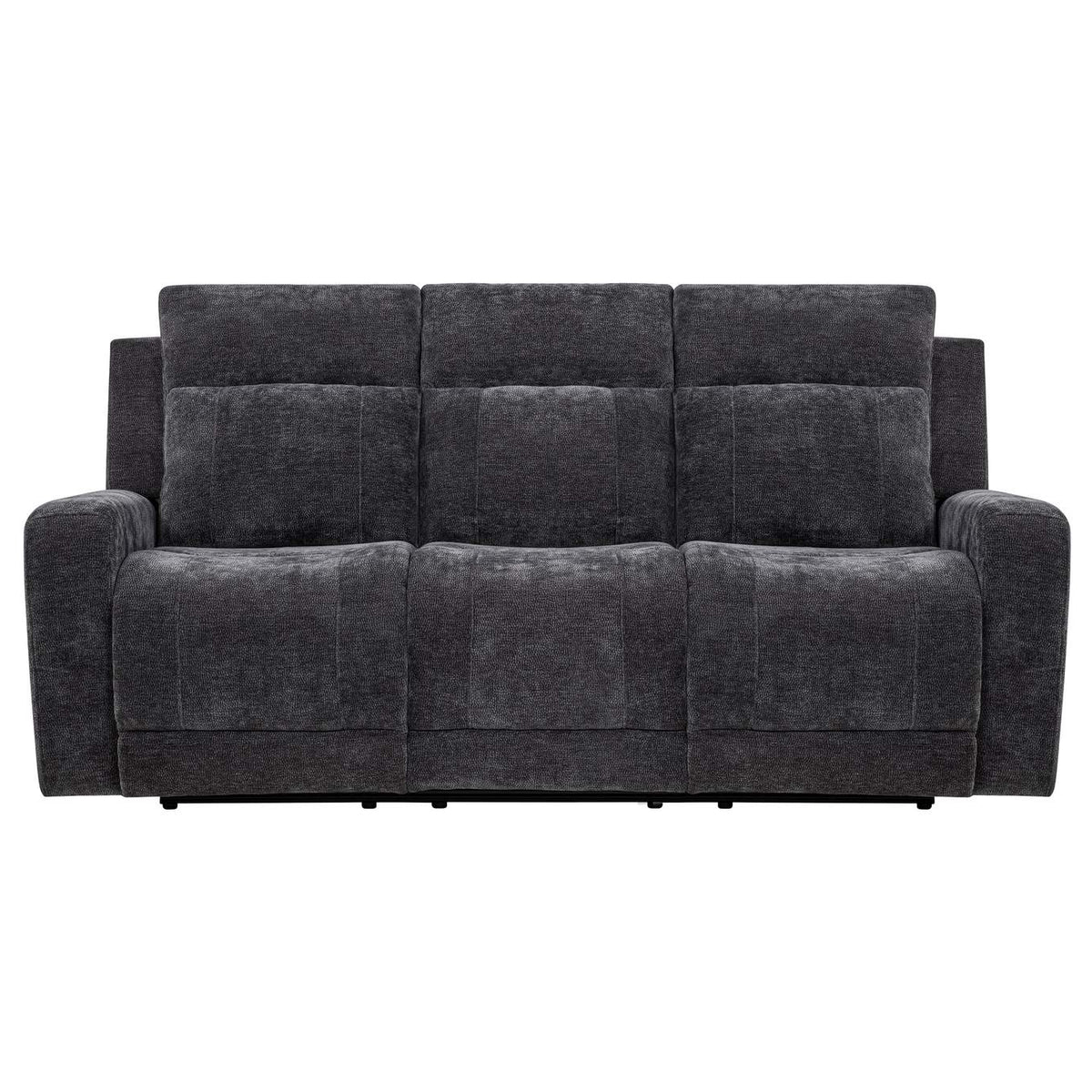 610154P Kennett Chenille Upholstered Power Reclining Sofa Dark Grey