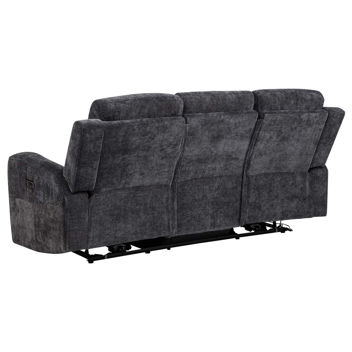 610154P Kennett Chenille Upholstered Power Reclining Sofa Dark Grey