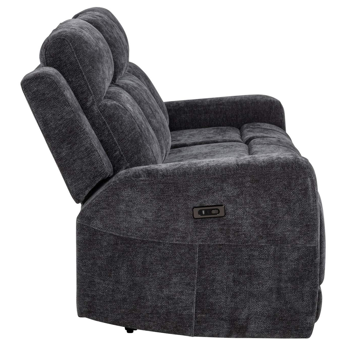 610154P Kennett Chenille Upholstered Power Reclining Sofa Dark Grey