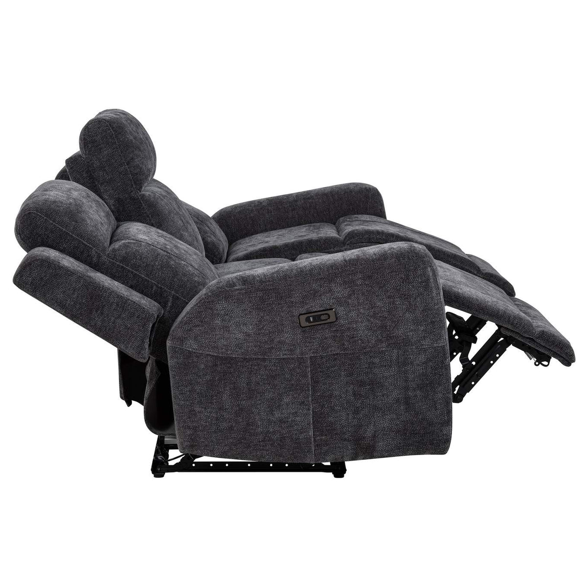 610154P Kennett Chenille Upholstered Power Reclining Sofa Dark Grey