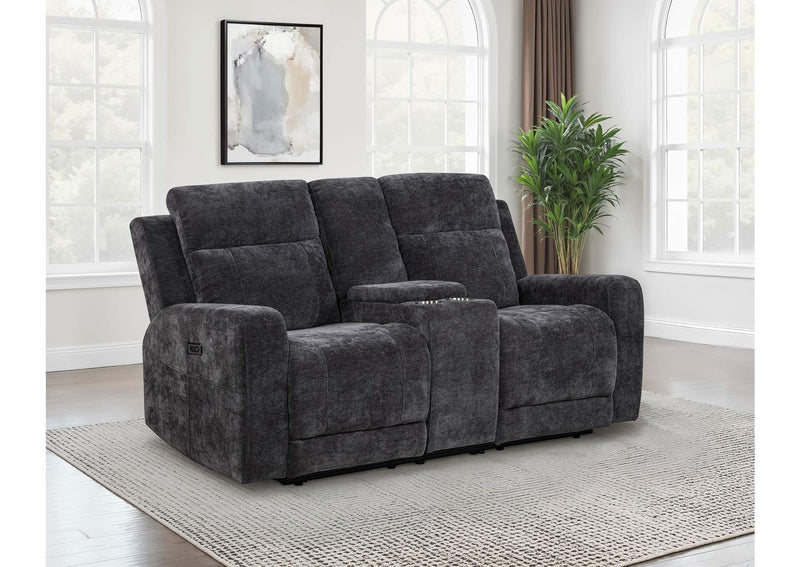 610155P Kennett Chenille Upholstered Power Reclining Loveseat Grey