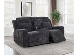 610155P Kennett Chenille Upholstered Power Reclining Loveseat Grey
