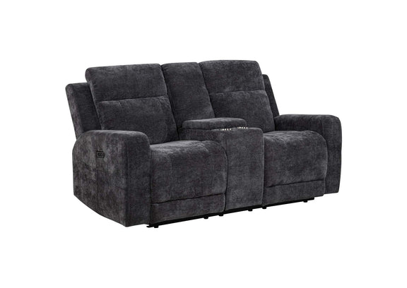610155P Kennett Chenille Upholstered Power Reclining Loveseat Grey