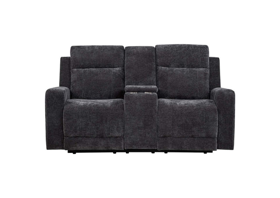 610155P Kennett Chenille Upholstered Power Reclining Loveseat Grey