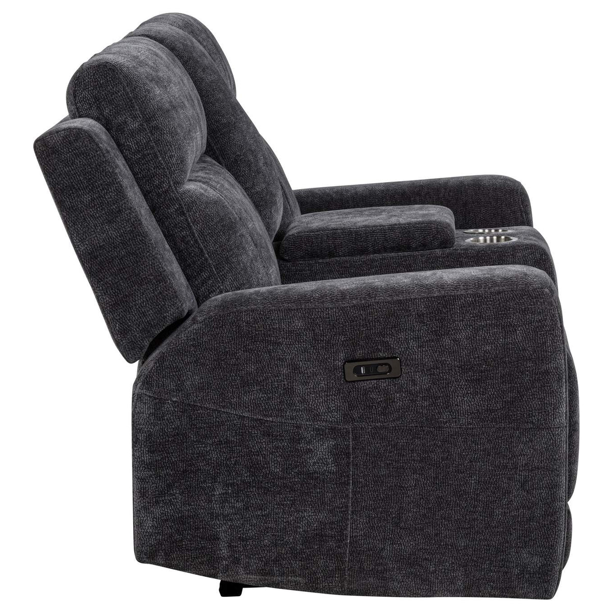 610155P Kennett Chenille Upholstered Power Reclining Loveseat Grey