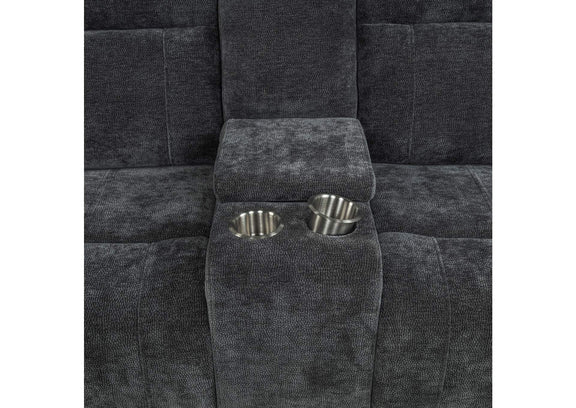 610155P Kennett Chenille Upholstered Power Reclining Loveseat Grey