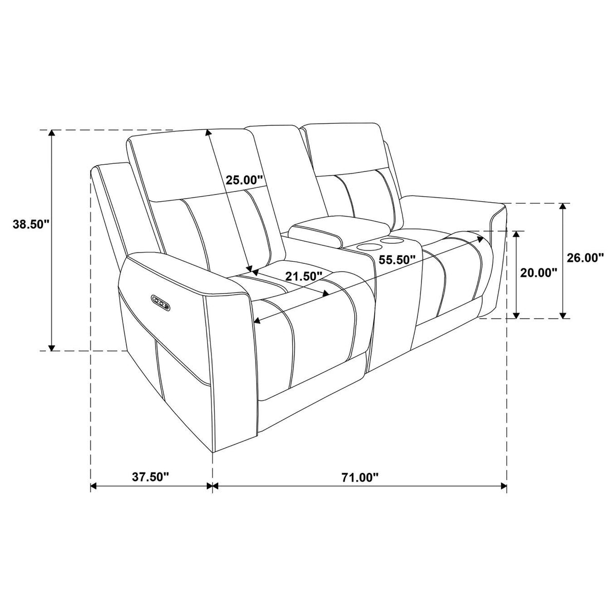 610155P Kennett Chenille Upholstered Power Reclining Loveseat Grey