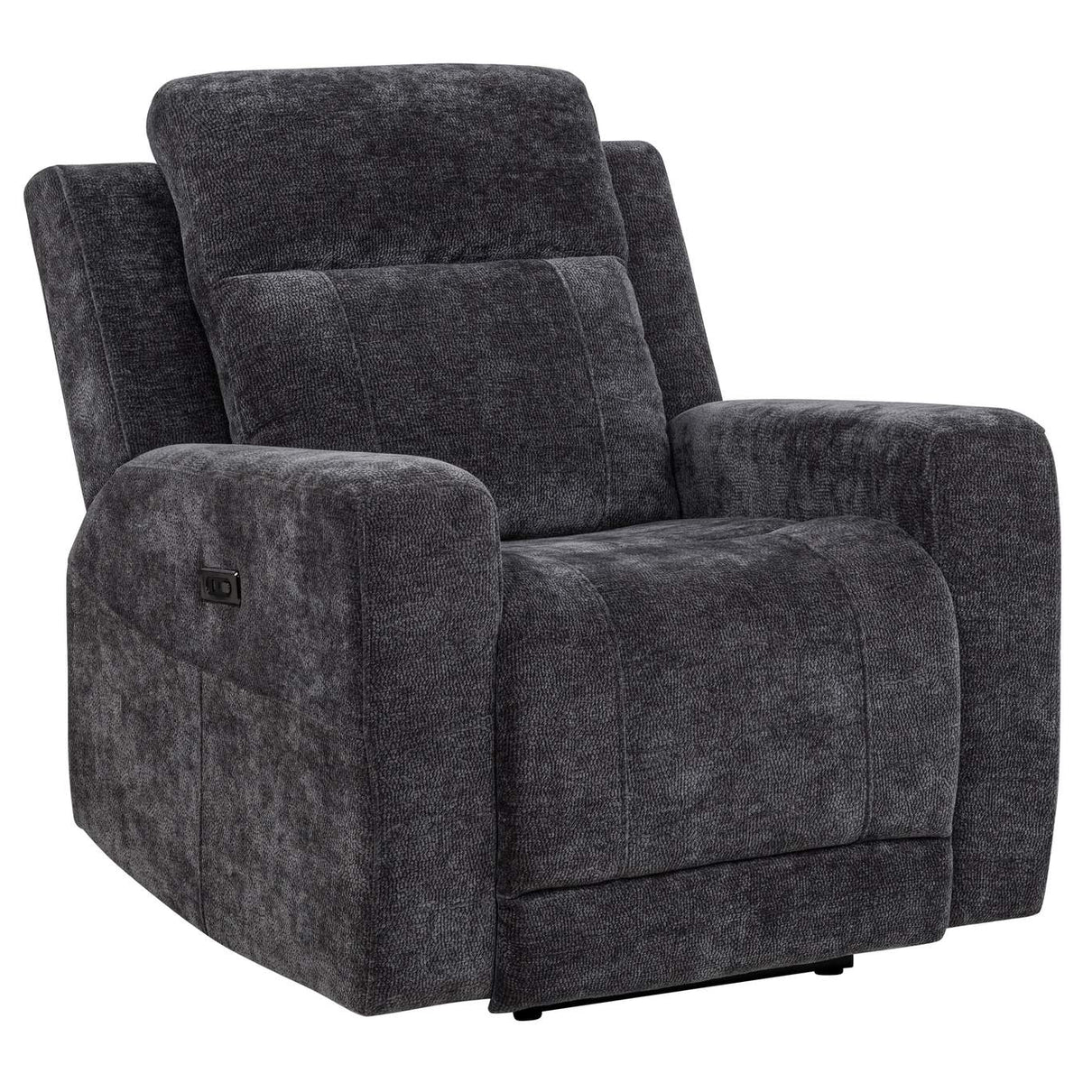 610156P Kennett Chenille Upholstered Power Recliner Chair Dark Grey