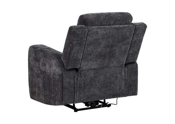 610156P Kennett Chenille Upholstered Power Recliner Chair Dark Grey