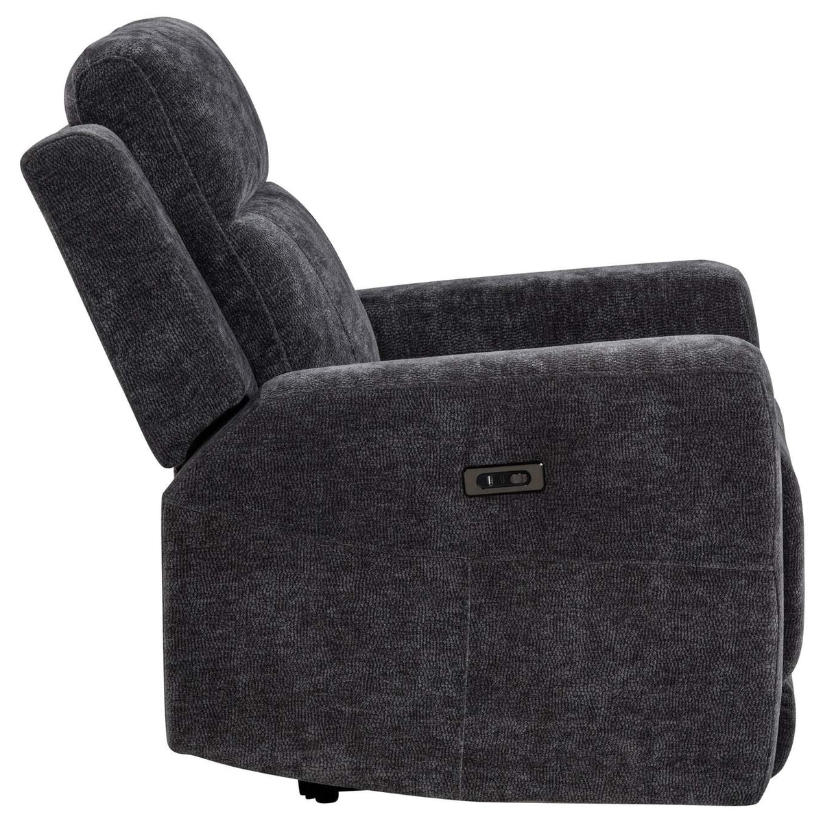 610156P Kennett Chenille Upholstered Power Recliner Chair Dark Grey