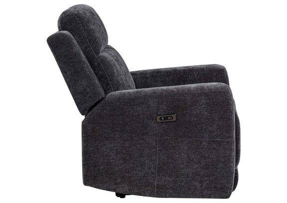 610156P Kennett Chenille Upholstered Power Recliner Chair Dark Grey