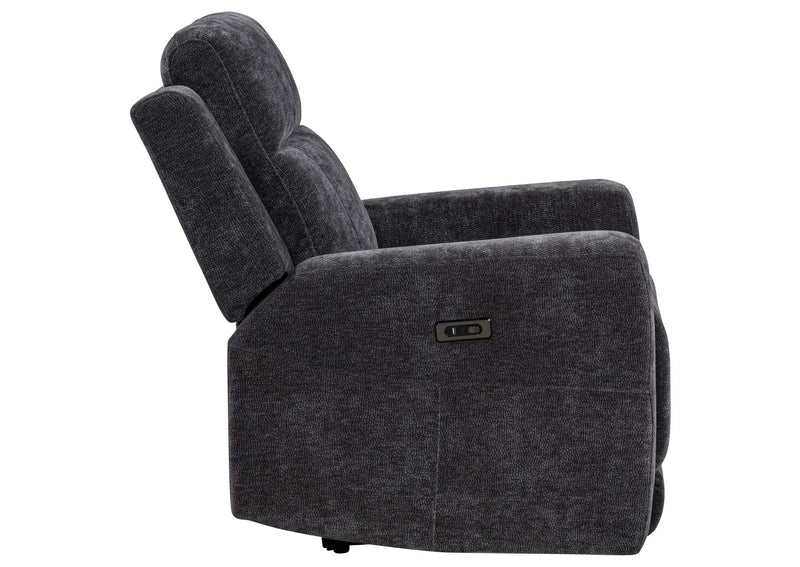 610156P Kennett Chenille Upholstered Power Recliner Chair Dark Grey