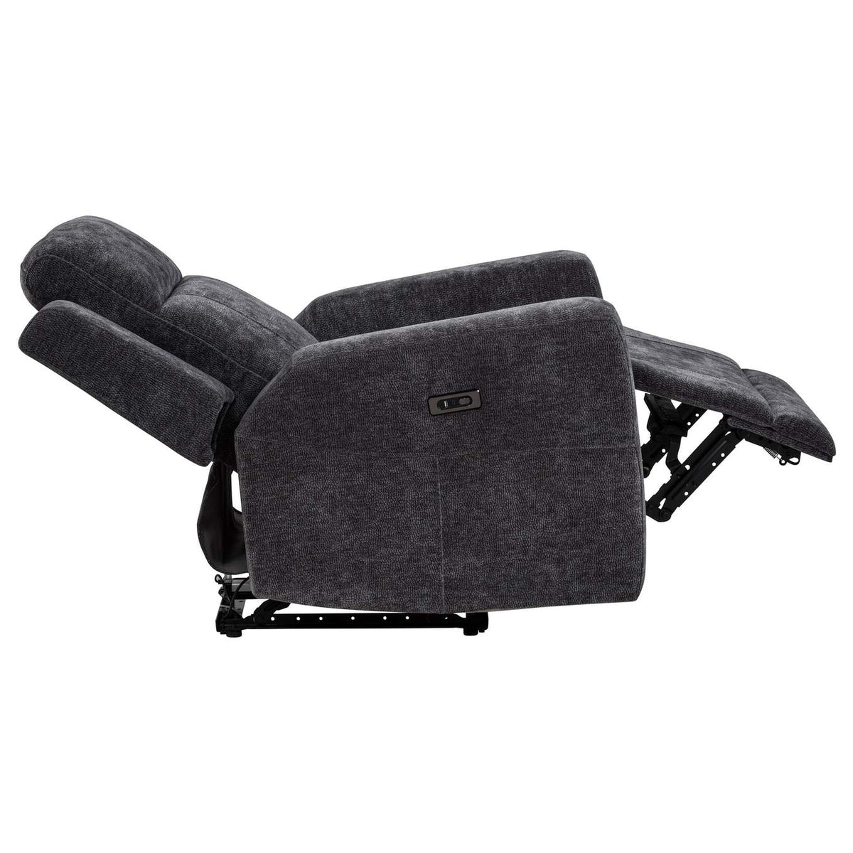610156P Kennett Chenille Upholstered Power Recliner Chair Dark Grey