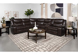 610190P Sycamore Upholstered Power Reclining Sectional Sofa Brown