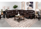 610190P Sycamore Upholstered Power Reclining Sectional Sofa Brown