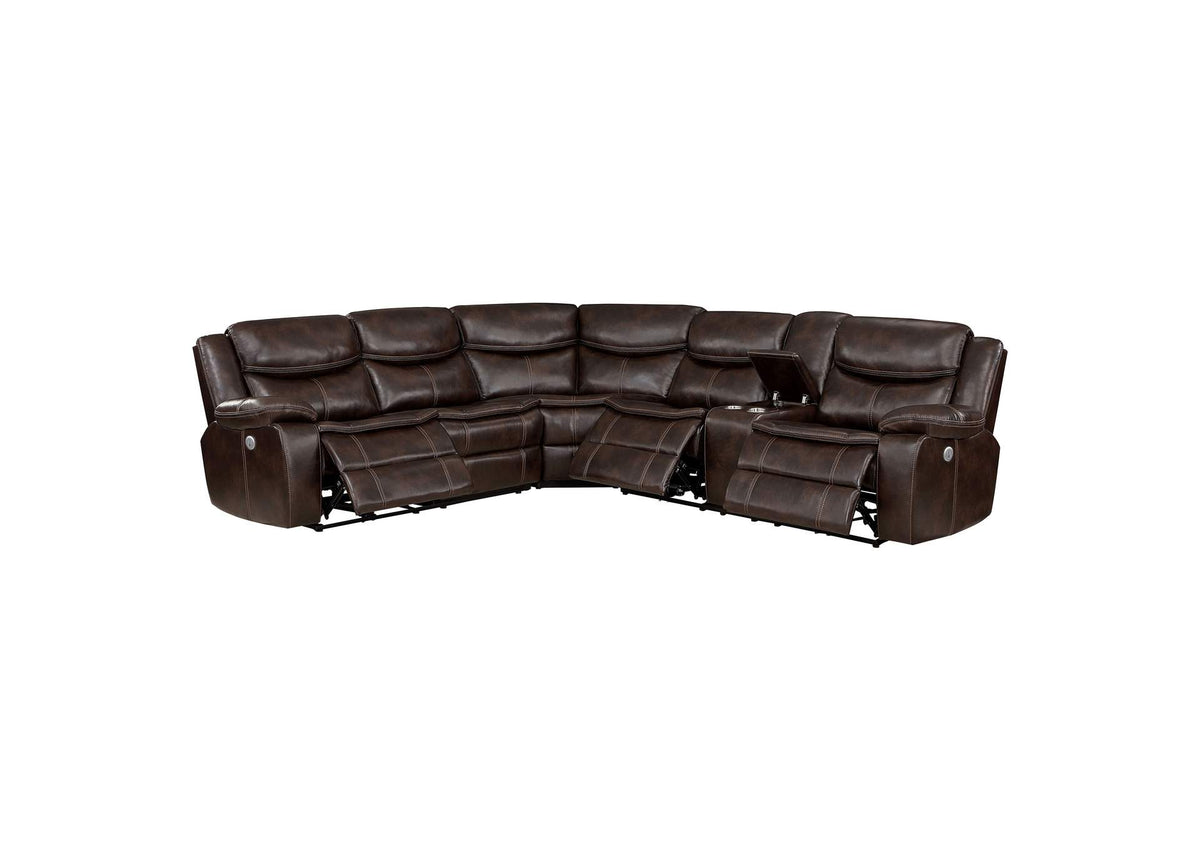 Sycamore Upholstered Power Reclining Sectional Sofa Brown