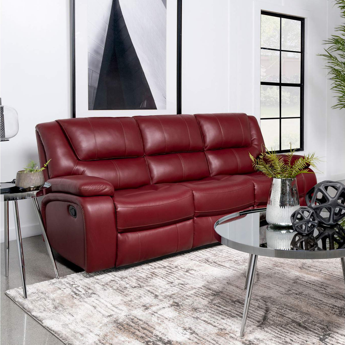 610241 Camila Upholstered Motion Reclining Sofa Red