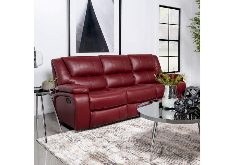 610241 Camila Upholstered Motion Reclining Sofa Red