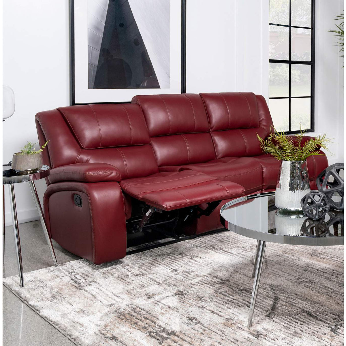 610241 Camila Upholstered Motion Reclining Sofa Red