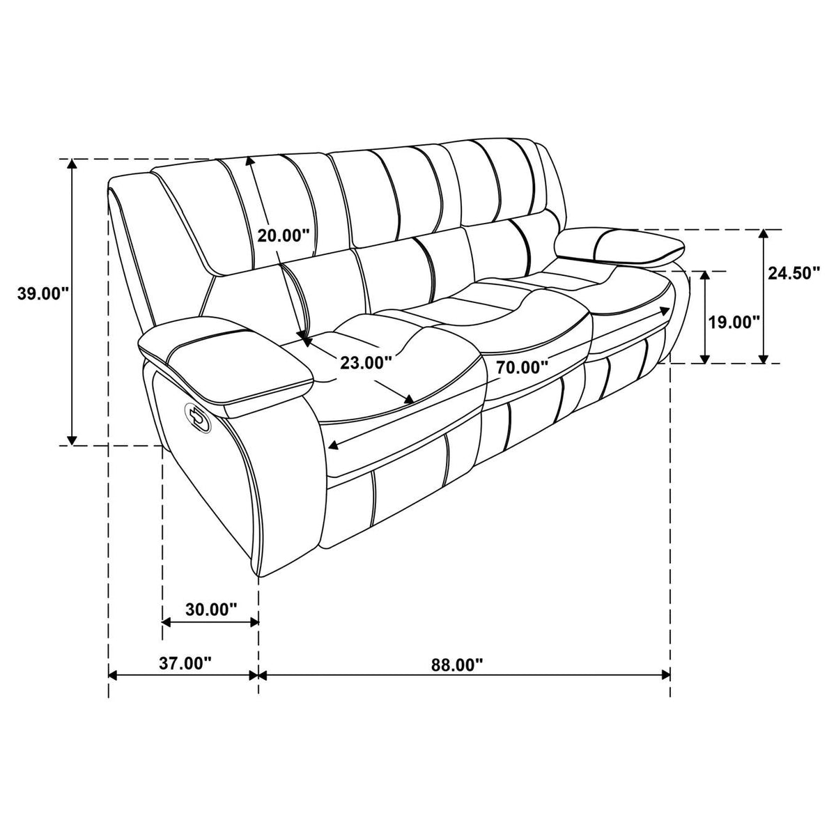 610241 Camila Upholstered Motion Reclining Sofa Red