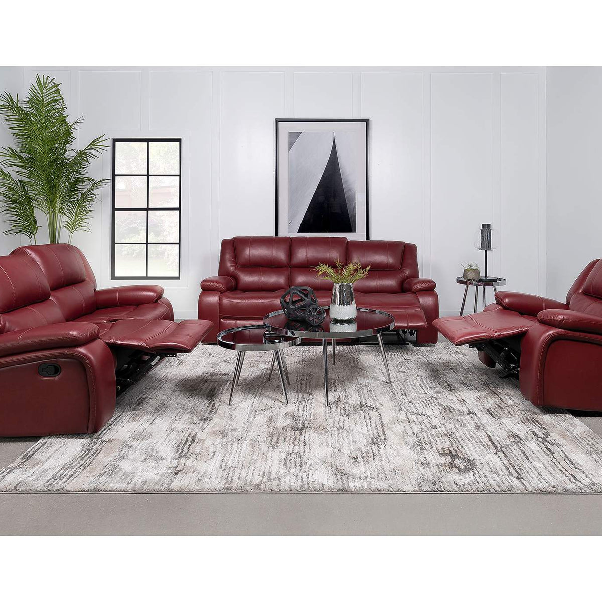 610241 Camila Upholstered Motion Reclining Sofa Red