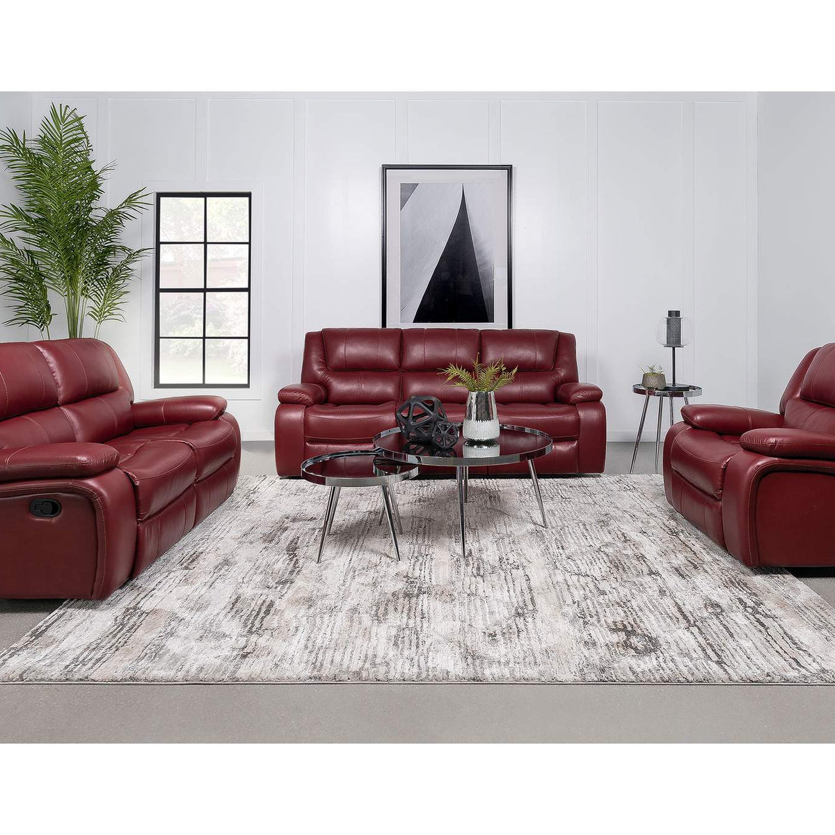 610242 Camila Upholstered Motion Reclining Loveseat Red