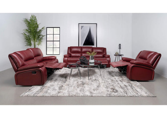 610242 Camila Upholstered Motion Reclining Loveseat Red