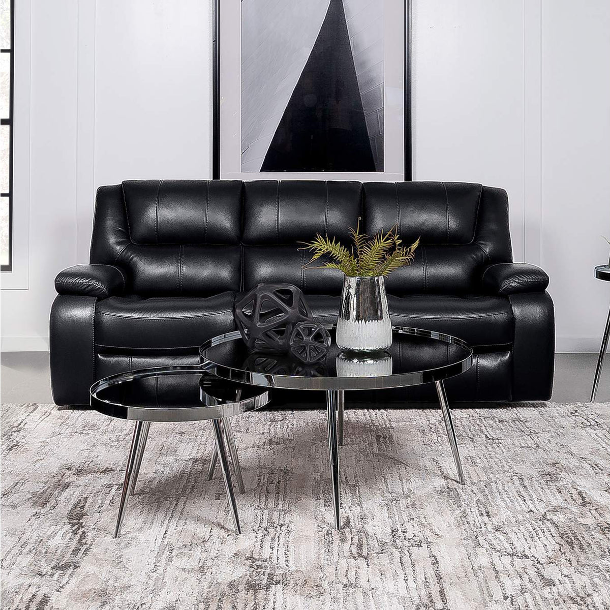 610244 Camila Upholstered Motion Reclining Sofa Black