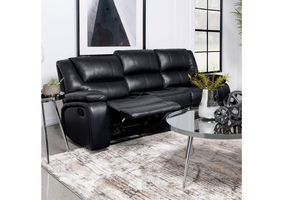 610244 Camila Upholstered Motion Reclining Sofa Black