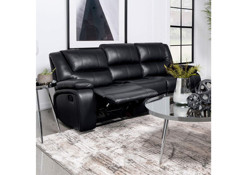 610244 Camila Upholstered Motion Reclining Sofa Black