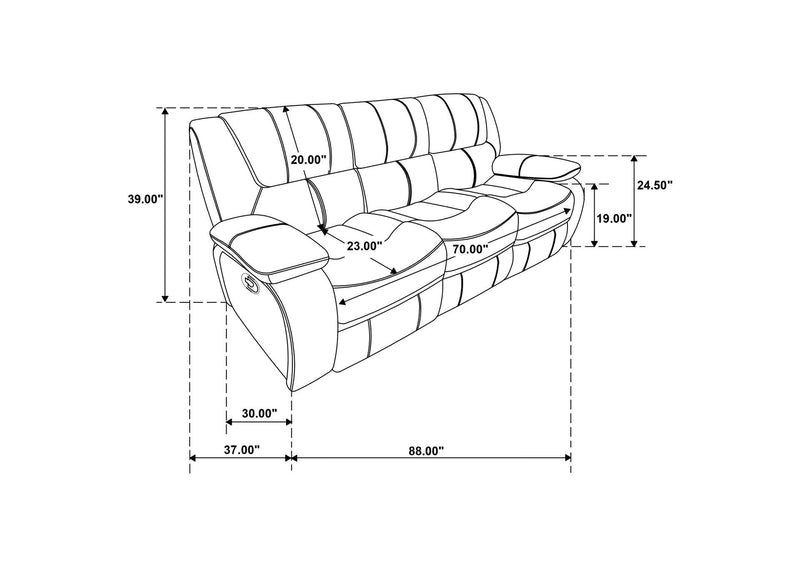 610244 Camila Upholstered Motion Reclining Sofa Black