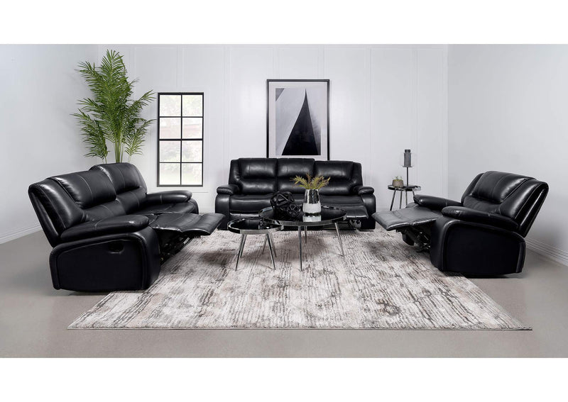 610244 Camila Upholstered Motion Reclining Sofa Black