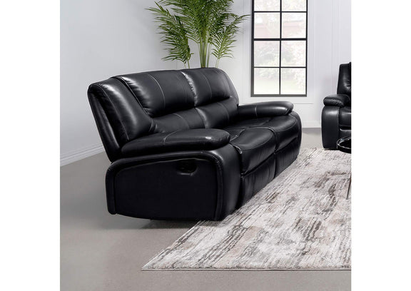610245 Camila Upholstered Motion Reclining Loveseat Black
