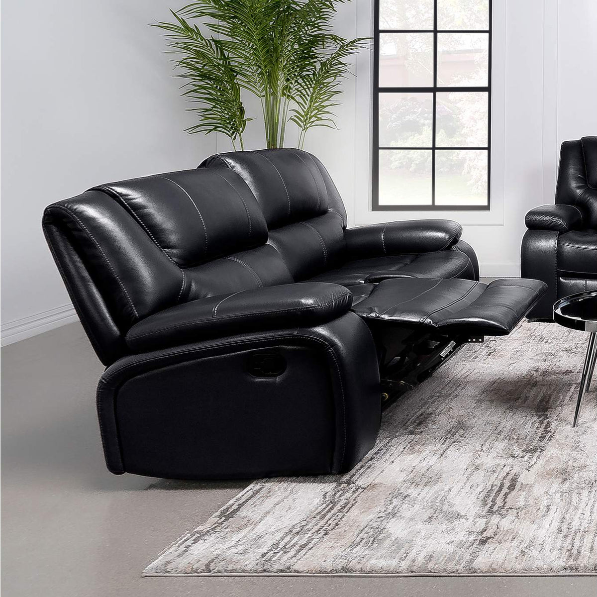 610245 Camila Upholstered Motion Reclining Loveseat Black