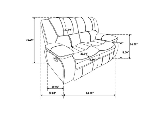 610245 Camila Upholstered Motion Reclining Loveseat Black