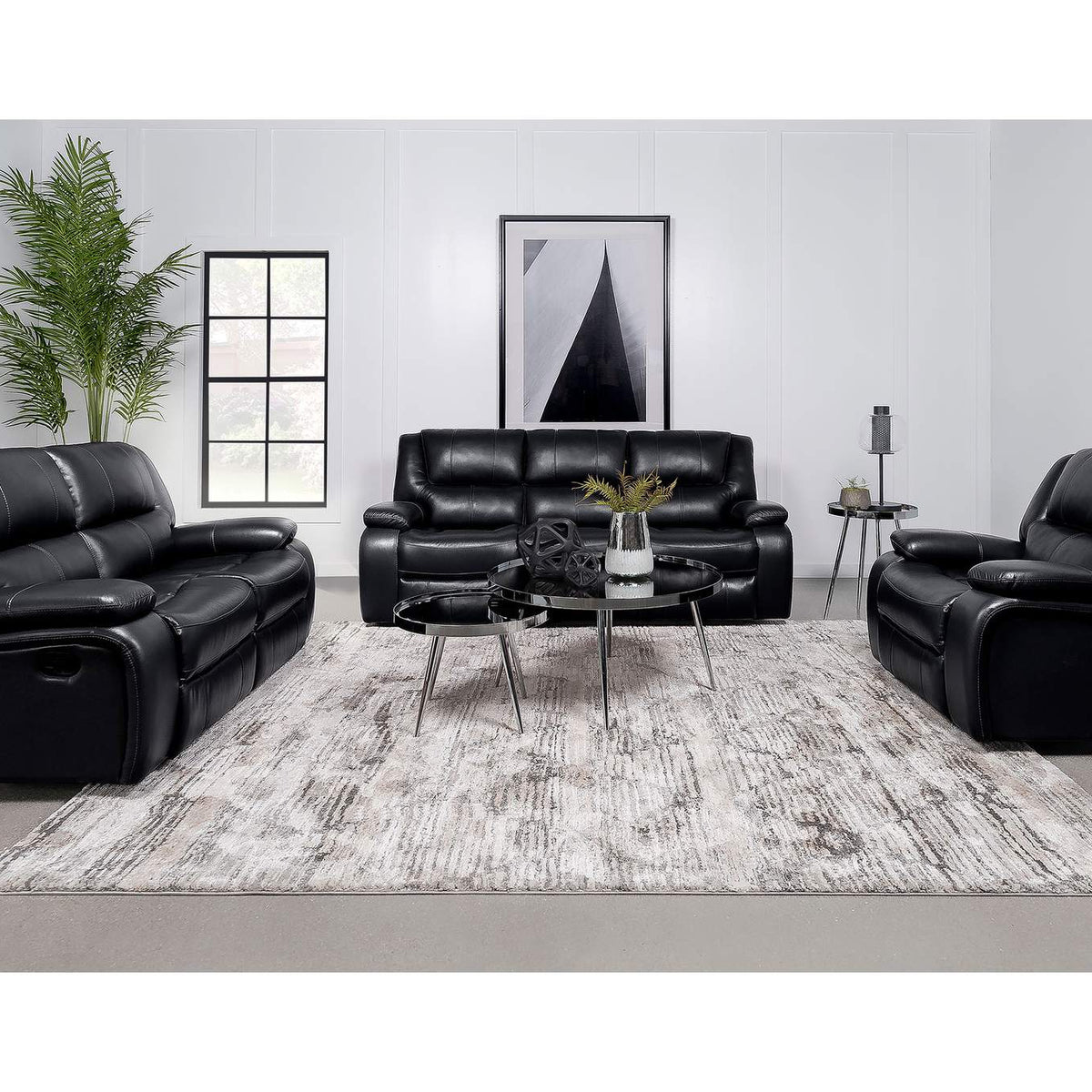 610245 Camila Upholstered Motion Reclining Loveseat Black