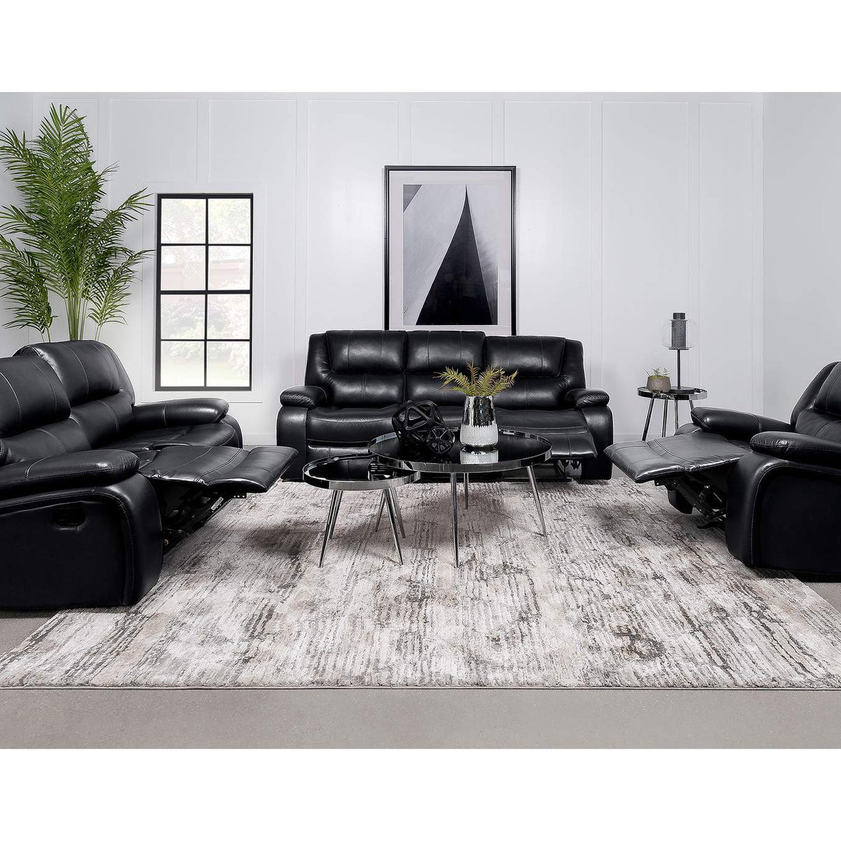 610245 Camila Upholstered Motion Reclining Loveseat Black